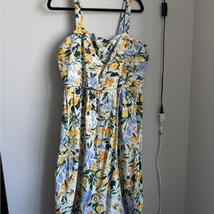Floral Yellow and Green Dress